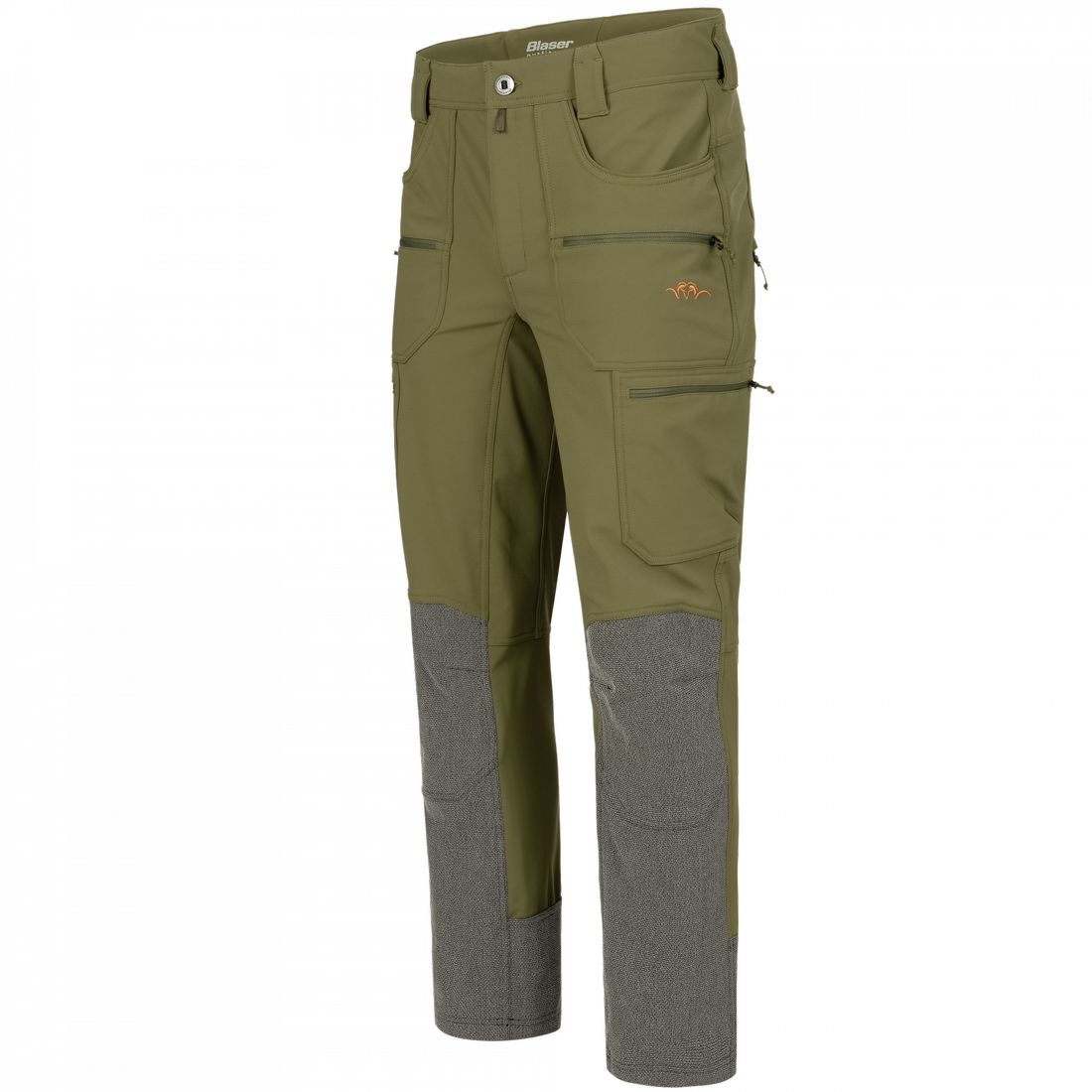 BLASER Tackle Softshell Hose Herren in dunkel oliv seitlich links