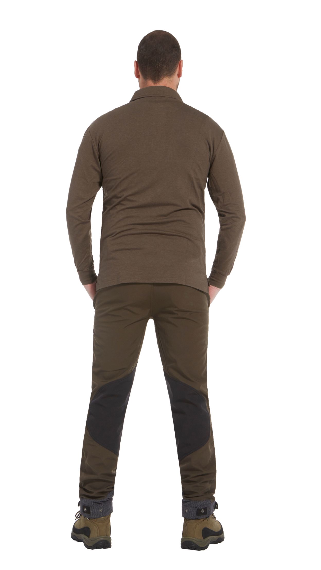 ROVINCE Softshell-Hose Winter Herren oliv angezogen von hinten