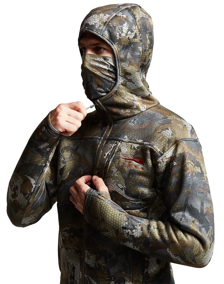 SITKA Traverse Hoody in Waterfowl Timber Kapuze und Tarnmaske