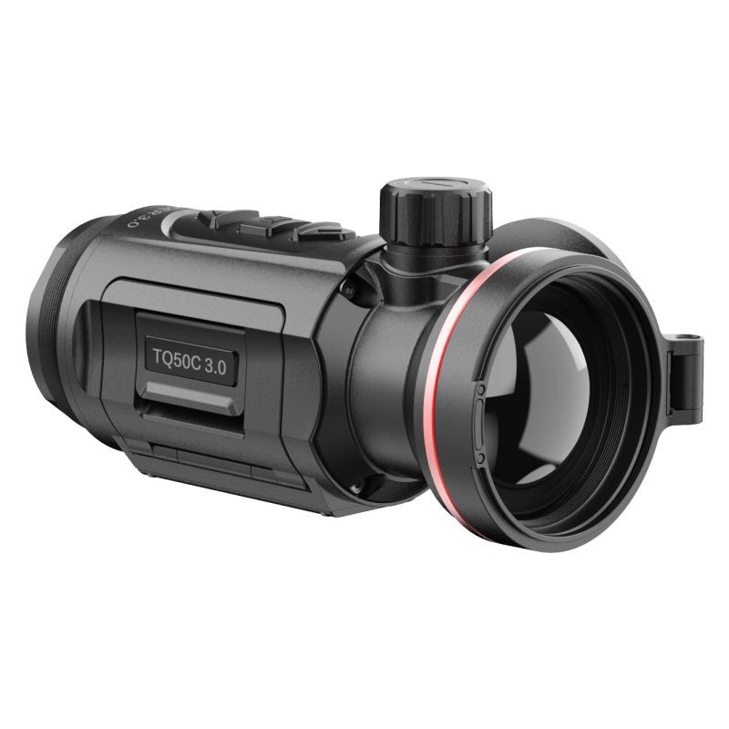 HIKMICRO Thunder TQ50C 3.0 seitlich rechts von vorne auf das Objektiv