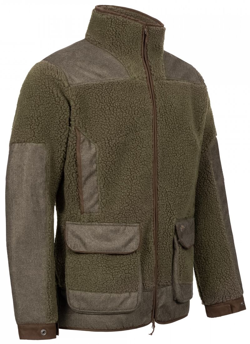 BLASER Herren Sherpa Fleece Jacke in dunkel oliv seitlich rechts