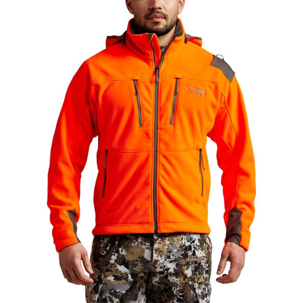 SITKA Stratus Windstopper Jacke NEU blaze orange Frontansicht angezogen