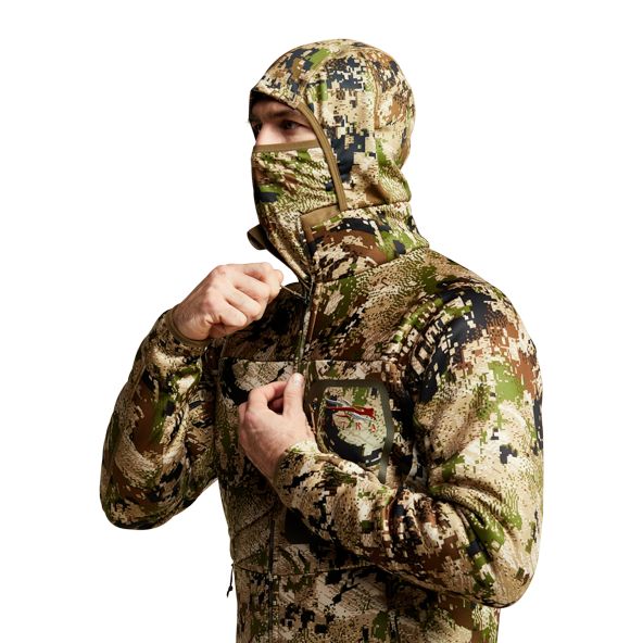 SITKA Traverse Cold Weather Hoody in Subalpine Kapuze Detailaufnahme