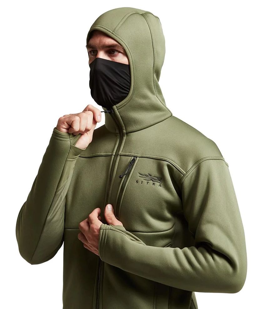 SITKA Traverse Hoody in Dusty Olive Gesichtsmaske