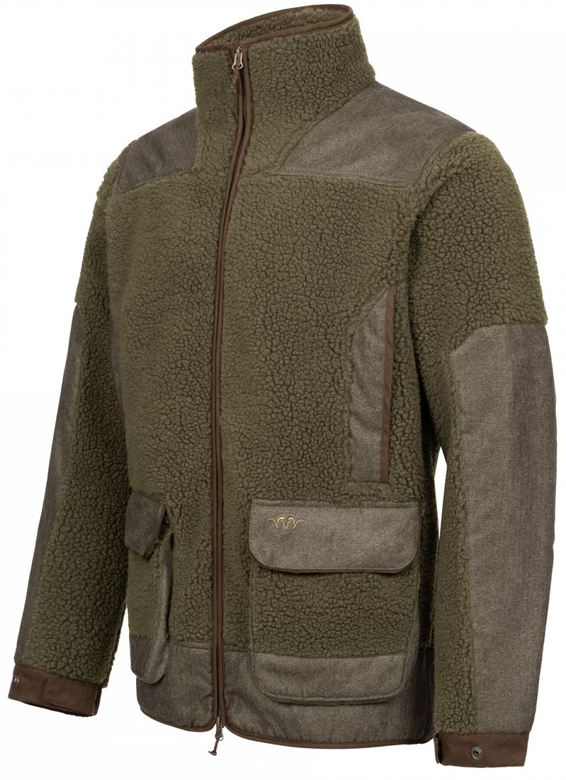 BLASER Herren Sherpa Fleece Jacke in dunkel oliv seitlich links